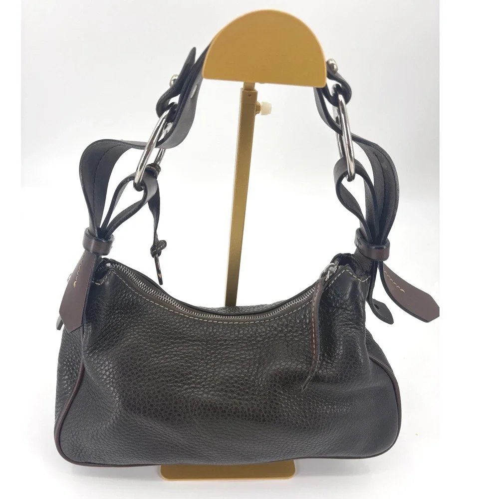 Dooney & Bourke Dark Brown Pebbled Leather Shoulder Bag Purse - Picture 2 of 9